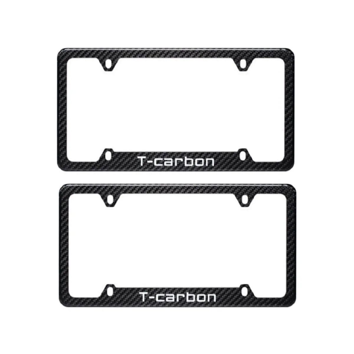 T-carbon Black Carbon Fiber Car License Plate Frame Tag Cover For USA Version