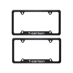 T-carbon Black Carbon Fiber Car License Plate Frame Tag Cover For USA Version