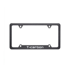 T-carbon Black Carbon Fiber Car License Plate Frame Tag Cover For USA Version