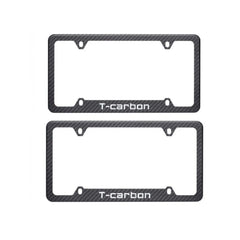 T-carbon Black Carbon Fiber Car License Plate Frame Tag Cover For USA Version