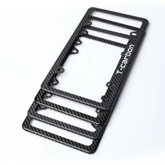 T-carbon Black Carbon Fiber Car License Plate Frame Tag Cover For USA Version