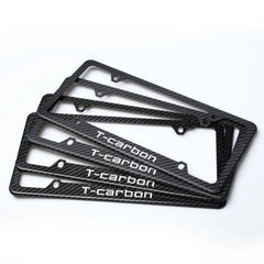 T-carbon Black Carbon Fiber Car License Plate Frame Tag Cover For USA Version