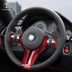 T-carbon Steering Wheel Cover Trims Carbon Fiber Decoration For BMW Car Interior Accessories