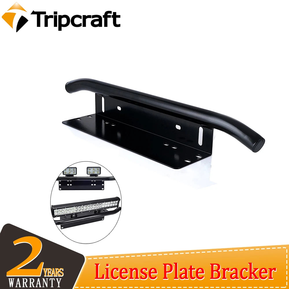 Tripcraft 1/2PCS 23INCH Black Bull Bar Front Bumper License Plate Mount Bar led work light Light Bar bracket Holder Kit For 4x4