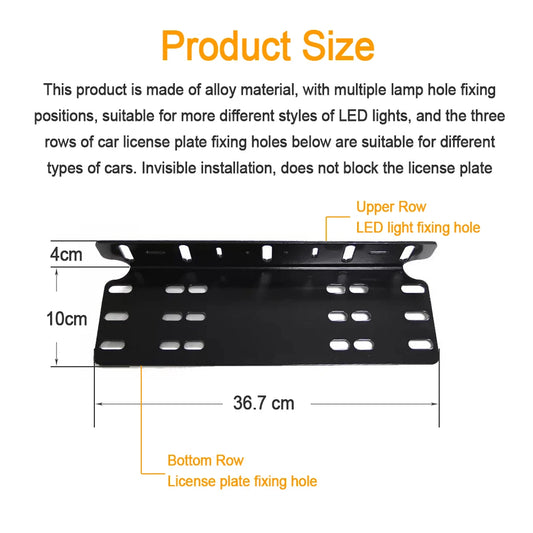 Tripcraft 1/2PCS Aluminum alloy Bull Bar Front Bumper License Plate Mount Bar led Light Bar bracket Holder Kit For Offroad ATV