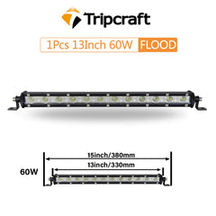 Tripcraft  13" 13inch 60W LED Work Light Bar Spot flood Beams 13in LED Light Bar For 4X4 4WD CAR Truck ATV SUV Pickup 12V 24V