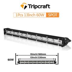 Tripcraft  13" 13inch 60W LED Work Light Bar Spot flood Beams 13in LED Light Bar For 4X4 4WD CAR Truck ATV SUV Pickup 12V 24V