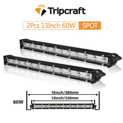 Tripcraft  13" 13inch 60W LED Work Light Bar Spot flood Beams 13in LED Light Bar For 4X4 4WD CAR Truck ATV SUV Pickup 12V 24V