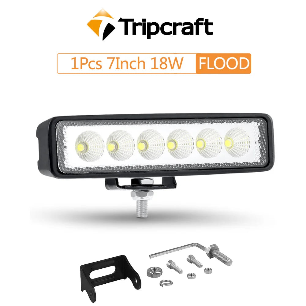 Tripcraft 18W LED Work Light Bar Flood Spotl Lamp Driving Fog Offroad LED Work Car Light for Ford Toyota SUV 4WD led Bar beams