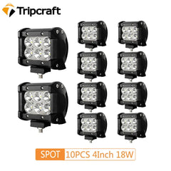 Tripcraft 2-10pcs 18W LED work Light spot 4Inch Bar for Car Boat Off Road Tractor Off Road 4WD 4x4 Truck SUV ATV Driving 12V 24V