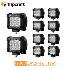 Tripcraft 2-10pcs 18W LED work Light spot 4Inch Bar for Car Boat Off Road Tractor Off Road 4WD 4x4 Truck SUV ATV Driving 12V 24V