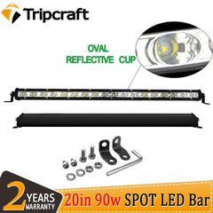 Tripcraft 20" 20inch 90W LED Light Bar Spot beams Oval light cup LED Light bar For 4X4 4WD CAR Truck ATV SUV 12V 24V LED Beams