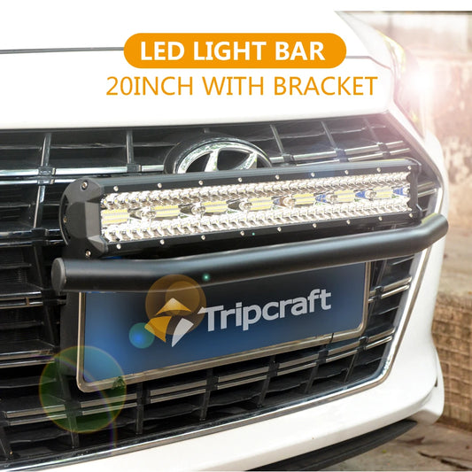 Tripcraft 23" Front Bumper Bull Bar Number Plate Holder For 4X4 Off Road SUV 4WD Auto Car LED Light Bar Fog Lights Mount Bracket