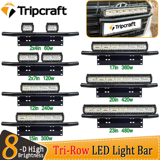 Tripcraft 23" Front Bumper Bull Bar Number Plate Holder For 4X4 Off Road SUV 4WD Auto Car LED Light Bar Fog Lights Mount Bracket