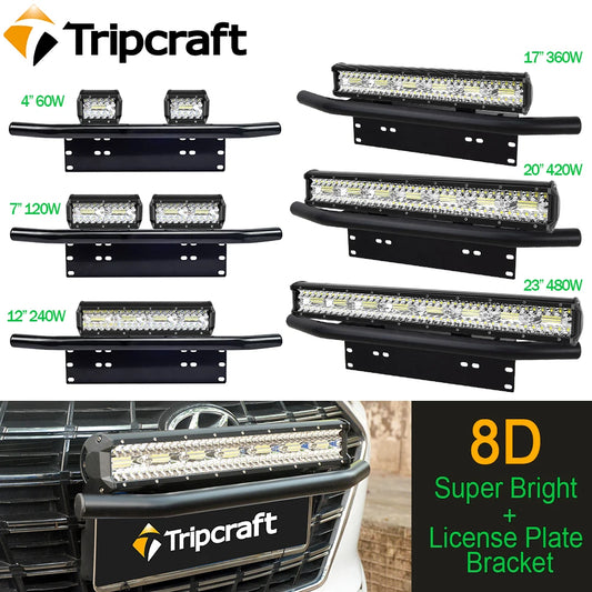 Tripcraft 23" Number Plate Holder Rampe Led 4x4 12V 24V Light Bar For OffRoad SUV Truck ATV4WD Auto Car Fog Lights Mount Bracket