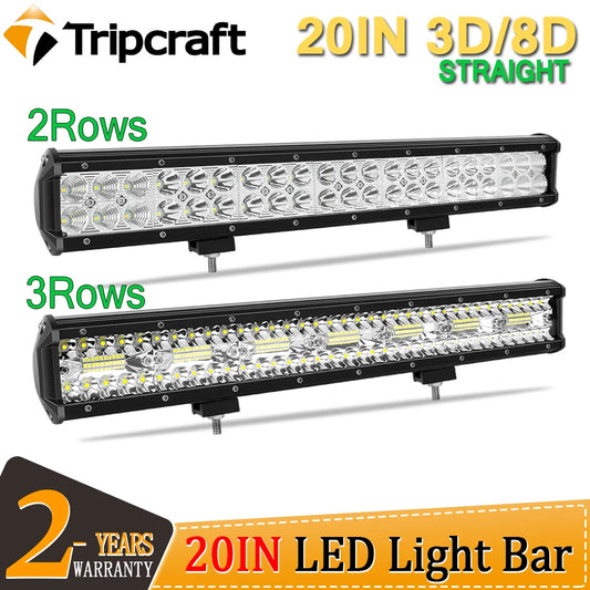 Tripcraft 2Rows/3Rows LED Bar 20inch LED Light Bar LED Work Light combo for Car Tractor Boat OffRoad 4x4 Truck SUV ATV 12V 24V