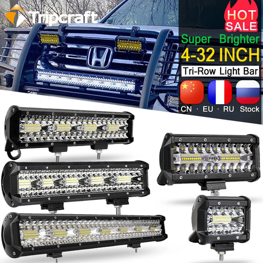 Tripcraft 3 Rows 8D 12'' 20'' LED Light Bar 420w 12V 24V  4'' LED Work Light Bar for Car Tractor Boat OffRoad 4x4  Truck SUV ATV