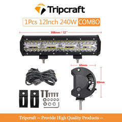 Tripcraft 3 Rows LED Bar 12“ 12inch Tri-ROWS LED Light Bar Work Lights for Car Boat OffRoad 4x4 Truck SUV ATV Driving 12V 24V