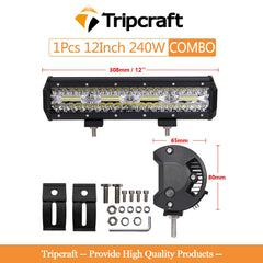 Tripcraft 3 Rows LED Bar 12“ 12inch Tri-ROWS LED Light Bar Work Lights for Car Boat OffRoad 4x4 Truck SUV ATV Driving 12V 24V