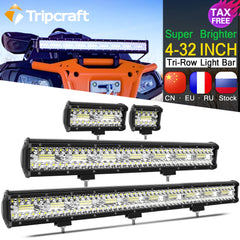 Tripcraft 3 Rows LED Bar 4 - 28 Inch LED Light Bar LED Work Light for Car Tractor Boat OffRoad 4x4 led spotlights for vehicles