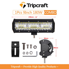 Tripcraft 3 Rows LED Bar 9“ 9inch Tri-ROW LED Light Bar Work Light for Car Tractor Boat OffRoad 4x4 Truck SUV ATV Driving 12V 24