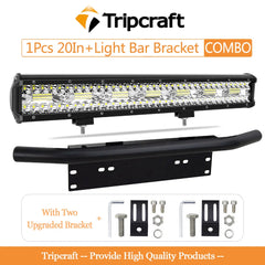 Tripcraft 3Rows LED Bar 20inch  420W 140LED  With License Plate Bracket For Car Tractor Boat OffRoad 4x4 Truck SUV ATV 12V 24V