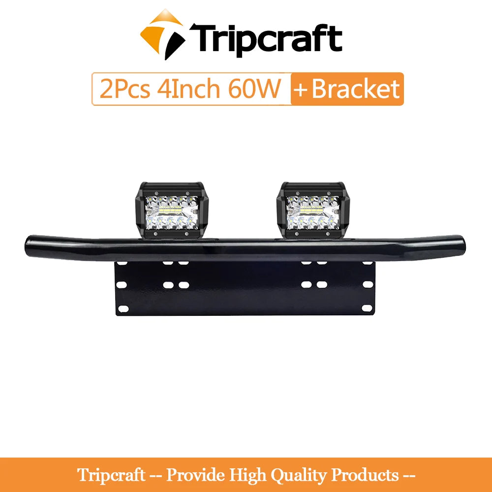 Tripcraft 4-23" Front Bumper Bull Bar Number Plate Holder LED Light Bar For 4X4 OffRoad SUV 4WD Auto Car Fog Light Mount Bracket