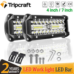 Tripcraft 4/7inch Led Light Bar Worklights 54W 120W Spot Flood Combo Beam for Auto Offroad Tractor Truck 4x4 SUV ATV