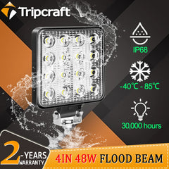 Tripcraft 4inch 4in 27W 48W LED Work Light Offroad Car 4WD Truck Tractor Boat Trailer 4x4 SUV ATV 12V 24V Spot LED Light Bar