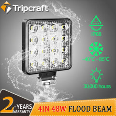 Tripcraft 4inch 4in 27W 48W LED Work Light Offroad Car 4WD Truck Tractor Boat Trailer 4x4 SUV ATV 12V 24V Spot LED Light Bar