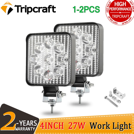 Tripcraft 4inch 4in 4" 27W LED Work Light For Offroad Car 4WD Truck Tractor Boat Trailer 4x4 SUV ATV 12V 24V Spot LED Light Bar