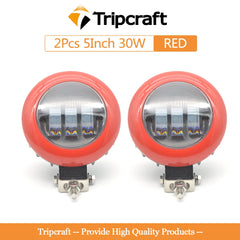 Tripcraft 5in 30W LED Work Lights Headlights 5inch For Polaris ATV UTV Offroad 4x4 SUV Pickup Truck Front Fog Light Driving Lamp