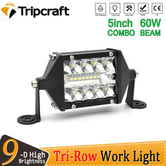 Tripcraft 60W 5INCH LED Work Light LED Light Bars Combo Beam IP67 Waterproof for 4X4 Work Driving Offroad Boat Car Tractor Truck
