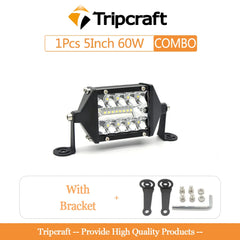 Tripcraft 60W 5INCH LED Work Light LED Light Bars Combo Beam IP67 Waterproof for 4X4 Work Driving Offroad Boat Car Tractor Truck