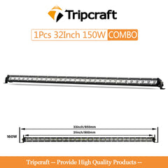 Tripcraft 7-38inch Single Row super Slim LED Light bar LED Work Light Bar 90W 120W 150W 180W 12V 24V For Offroad Car Bus Boat