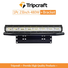 Tripcraft LED Light Bar with 23" Front Bumper Bull Bar Number Plate Holder For 4X4 OffRoad SUV 4WD Auto Car Fog work Light Mount