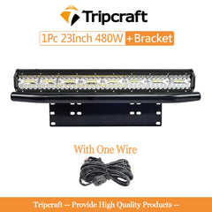 Tripcraft LED Light Bar with 23" Front Bumper Bull Bar Number Plate Holder For 4X4 OffRoad SUV 4WD Auto Car Fog work Light Mount