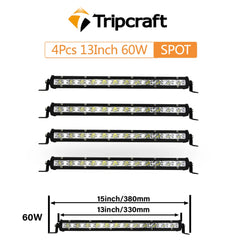 Tripcraft LED Light bar 13" 60W Car Styling Spot 12V 24V Led Work Light Bar For Trucks Forklifts SUV Off-road Engineering Vehicl