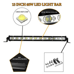 Tripcraft LED Light bar 13" 60W Car Styling Spot 12V 24V Led Work Light Bar For Trucks Forklifts SUV Off-road Engineering Vehicl