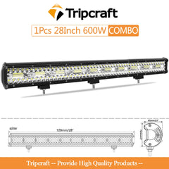 Tripcraft LED Panel LED Bar 4-28 Inch LED Light Barrre LED Work Light Combo Beam for Car Tractor Boat OffRoad 4x4 Truck SUV ATV