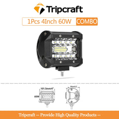 Tripcraft Tri Row LED Light Bar 4 20Inch Remote Wire kit 60W 420W for Car Tractor Boat OffRoad 4x4 Truck SUV ATV Driving 12V 24V