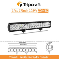 Tripcraft dual rows 4/7/15/17/20in 2row LED Light Bar combo led work light for Car Tractor Boat OffRoad 4x4 Truck SUV ATV 12v24v