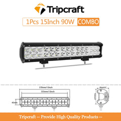 Tripcraft dual rows 4/7/15/17/20in 2row LED Light Bar combo led work light for Car Tractor Boat OffRoad 4x4 Truck SUV ATV 12v24v