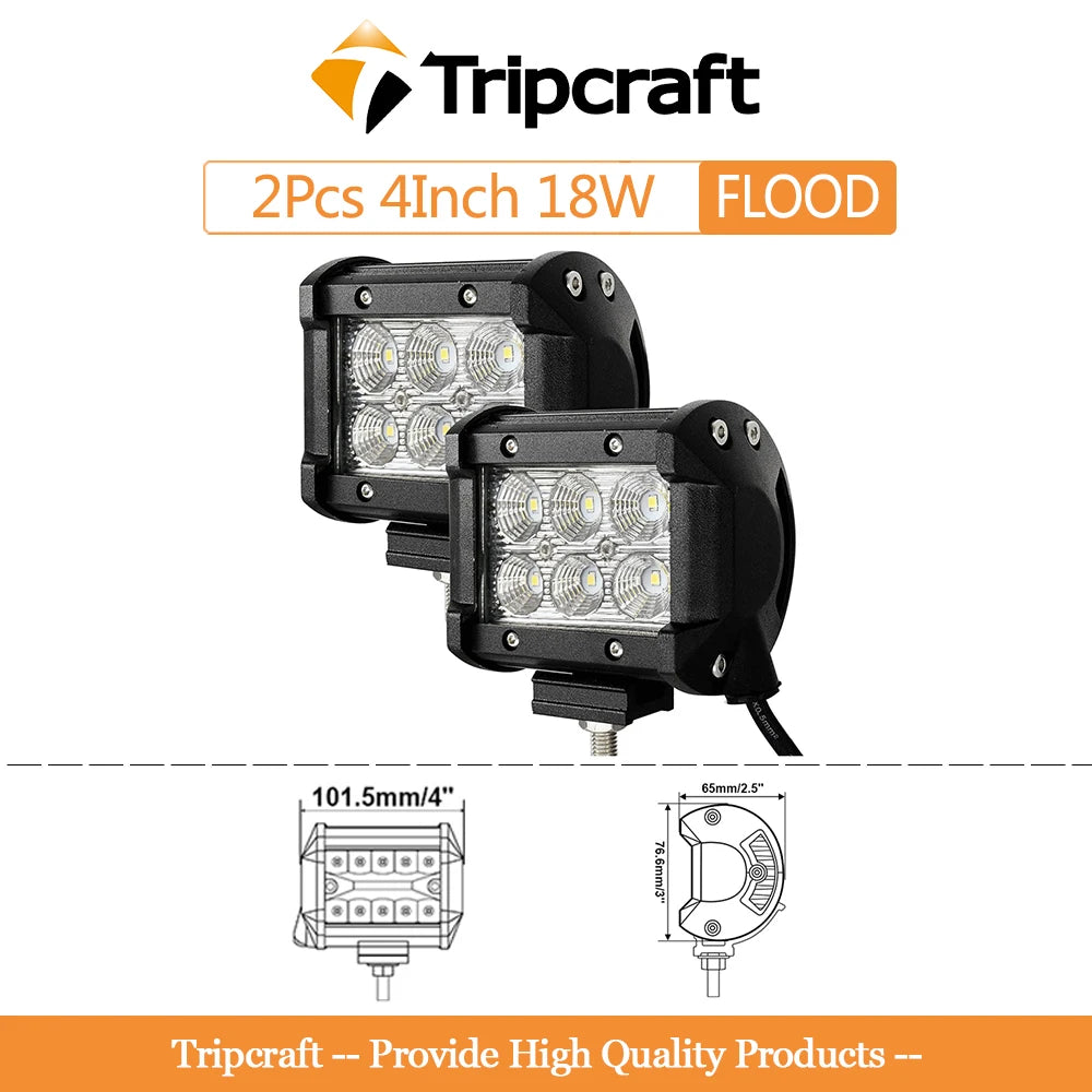 Tripcraft dual rows 4/7/15/17/20in 2row LED Light Bar combo led work light for Car Tractor Boat OffRoad 4x4 Truck SUV ATV 12v24v