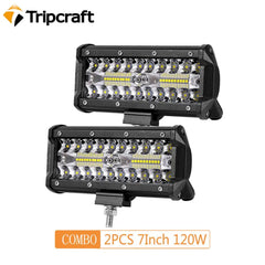 Tripraft 4/7inch Led Light Bar Work Light 7in 60W 120W Combo Led Work Light Bar Beam for Offroad Tractor Truck 4x4 SUV CAR ATV
