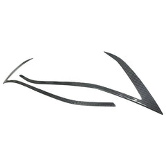 2pcs Real Dry Carbon Fiber Front Headlight Eyebrows Eyelips stick on style For Tesla Model S 2016-2018