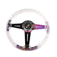 Neo Chrome Transparent Colorless Acrylic 350mm/14” Racing Sports Steering Wheel