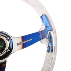Aluminum Car Acrylic Steering Wheel Bluing Spokes 350mm 14inch Racing Blue