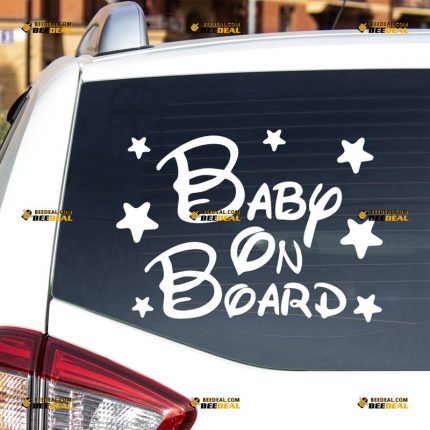 Baby On Board Sticker Decal Vinyl, Kid In Car, Stars – For Car Truck Bumper Window – Custom, Choose Size Color – Die Cut No Background 63031605