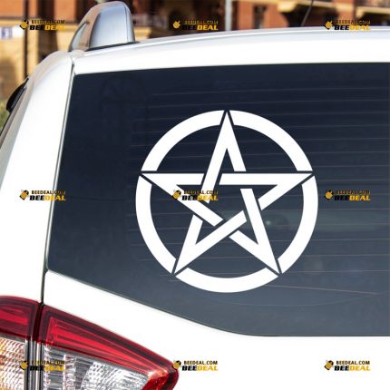 Pentagram Sticker Decal Vinyl, Wicca Pagan Star Circle – For Car Truck Bumper Bike Laptop – Custom, Choose Size Color – Die Cut No Background 7232104